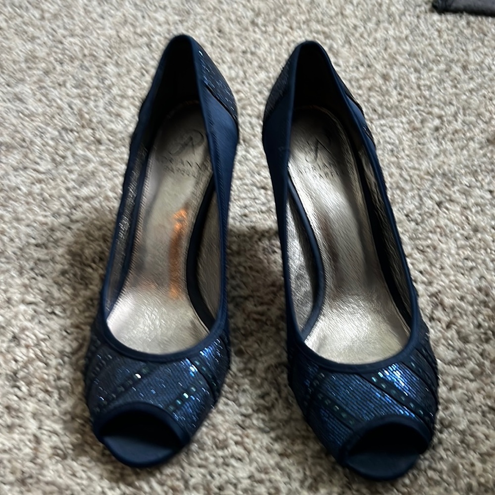 Sparkly navy heels open toe